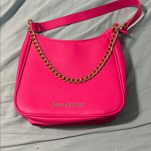 Juicy Couture Vibrant Pink Shoulder Bag with Gold Chain nwot